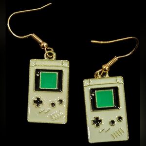 Retro Game Console Earrings - Green and Gold